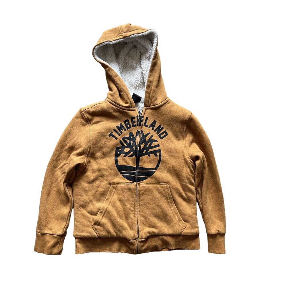 Timberland Boys’ Sherpa Wheat Tan Fleece Zip Hoodie Size Small 8